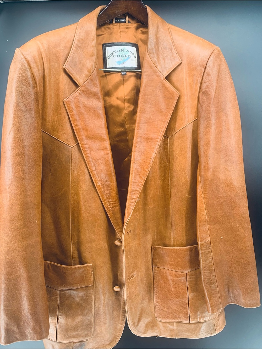 Cottonwood Creek Brown Leather Western Men’s Blazer Jacket